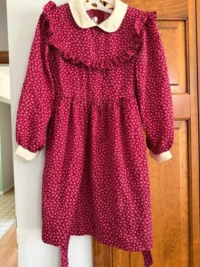 Vintage 80s Cottagecore Sylvia Whyte Prairie Dress Girls 7